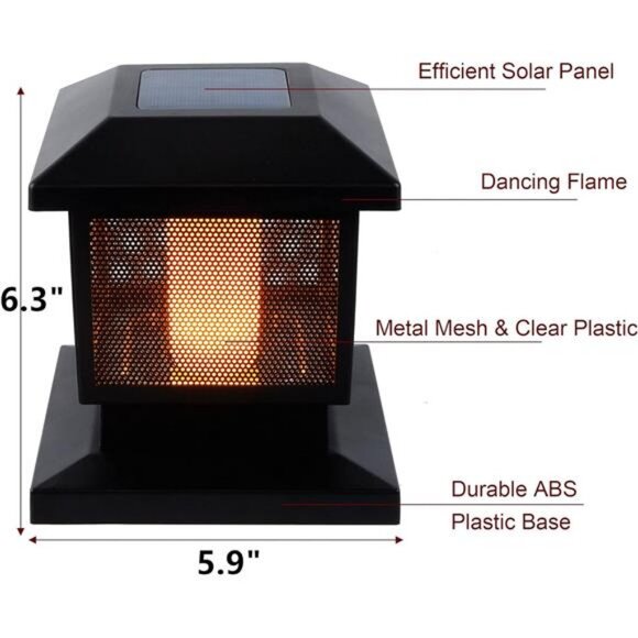 Solar LED Flickering Flame Post Lights, 72 SMD LEDs, Fits 4x4 to 6x6 Posts - Picture 5 of 7